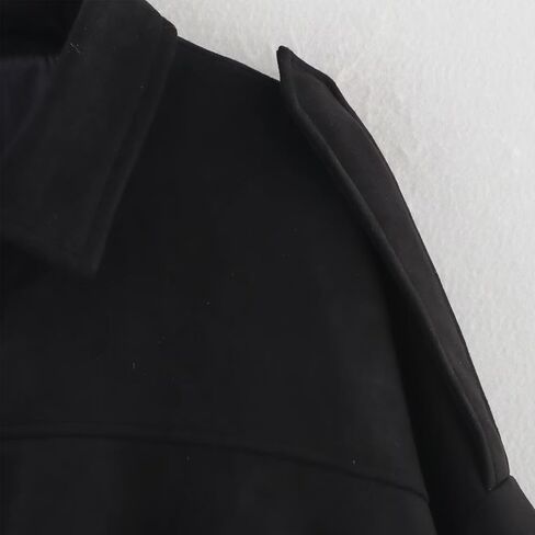 Faux Suede Jacket Women Oversized Long Sleeve Zip Up Epaulet Bomber Leather Jackets Oversized Casual Coat in Saudi Arabia