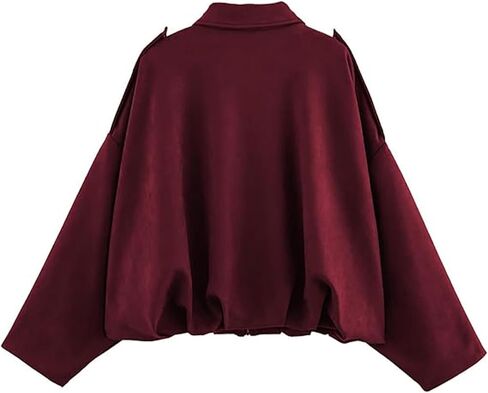 Faux Suede Jacket Women Oversized Long Sleeve Zip Up Epaulet Bomber Leather Jackets Oversized Casual Coat in Saudi Arabia