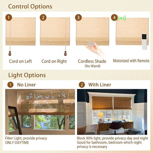 Rattan Jute Window Shades Roman ، مرشح الضوء أو الستائر السوداء المبطنة للنافذة ، البيج in Kuwait