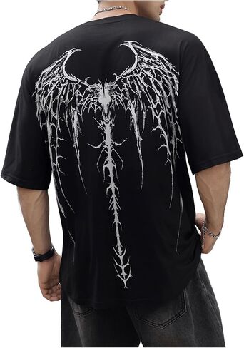SOLY HUX Men's Gothic Crewneck T-Shirt Vintage Graphic Tees Short Sleeve Tops Streetwear in Saudi Arabia