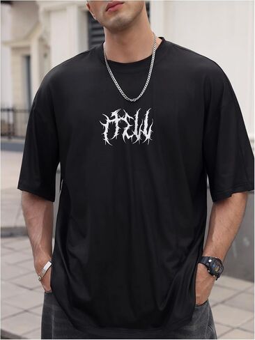 SOLY HUX Men's Gothic Crewneck T-Shirt Vintage Graphic Tees Short Sleeve Tops Streetwear in Saudi Arabia