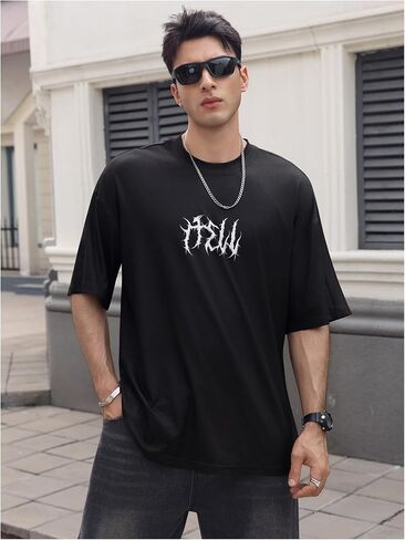 SOLY HUX Men's Gothic Crewneck T-Shirt Vintage Graphic Tees Short Sleeve Tops Streetwear in Saudi Arabia