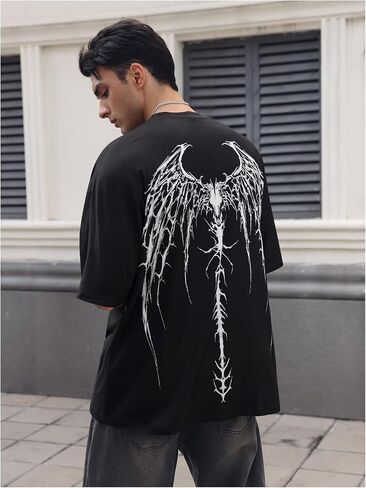 SOLY HUX Men's Gothic Crewneck T-Shirt Vintage Graphic Tees Short Sleeve Tops Streetwear in Saudi Arabia