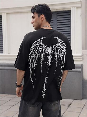 SOLY HUX Men's Gothic Crewneck T-Shirt Vintage Graphic Tees Short Sleeve Tops Streetwear in Saudi Arabia