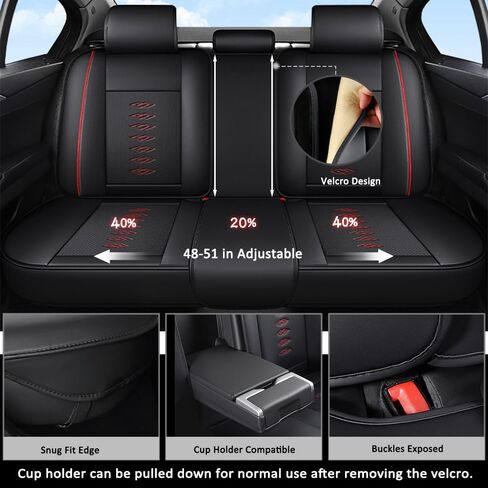 Car Seat Covers for VW Tiguan 2009-2024,Waterproof Leather Seat Covers 5-Seats Luxury,Interior Accessories with Airbag,Automobile Seat Cover Sets for Tiguan(Black+Red) in Saudi Arabia