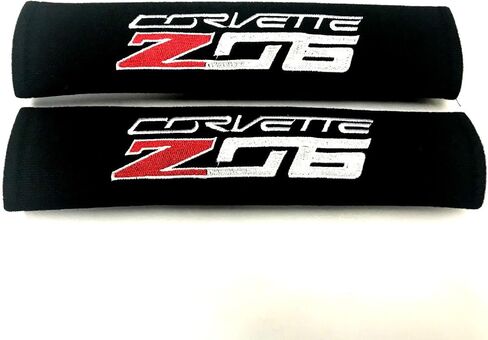 Foxxi Pair Embroidery Chevy Corvette Z06 Sport Cotton Seat Belt Cover Shoulder Pad Cushion Racing in Saudi Arabia