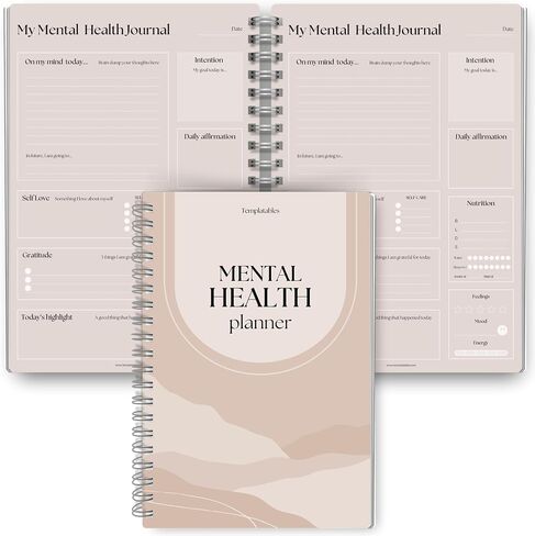 Mental Health Journal, A5 Rainbow, Daily Gratitude, Self Care, Intentions, Affirmations, Nutrition, Annual Tracker, Mood Tracker, Goals & Reflections in Kuwait