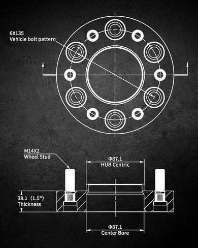 EVIL ENERGY 6x135 Wheel Spacers 1.5 inch Compatible for Ford Expedition F150 2004-2014, 6x135 mm Hubcentric with Lip 6 Lugs 87.1 mm Hub Bore M14x2 Studs Wheel Adapters Black in Saudi Arabia