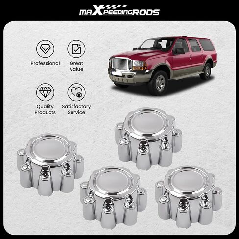 MaxPeedingRods 4pcs Center Center Center Caps 8 Lug for Ford F250 F350 F-350 Super Duty 1999-2005 ، for Ford Stercursion 2000-2005 ، 8.4 inch chrome Cap for 16 " in Kuwait