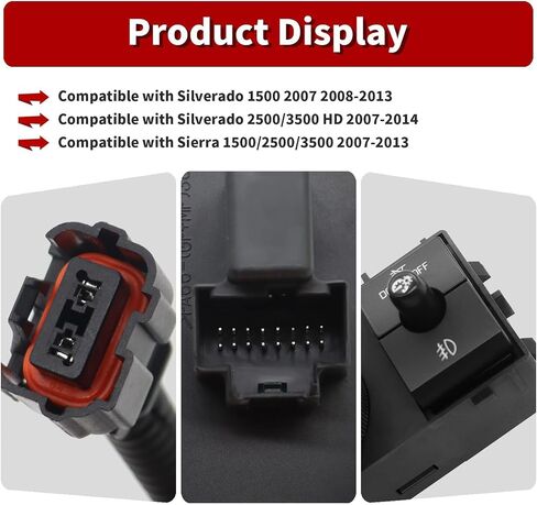 25858705 مفتاح المصباح Dimmer W/Fog Light الأسلاك متوافق مع Silverado Sierra 1500 2500 3500 2007-2013 Yukon 2007-2014 19170439 in Kuwait