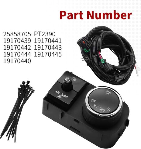 25858705 مفتاح المصباح Dimmer W/Fog Light الأسلاك متوافق مع Silverado Sierra 1500 2500 3500 2007-2013 Yukon 2007-2014 19170439 in Kuwait