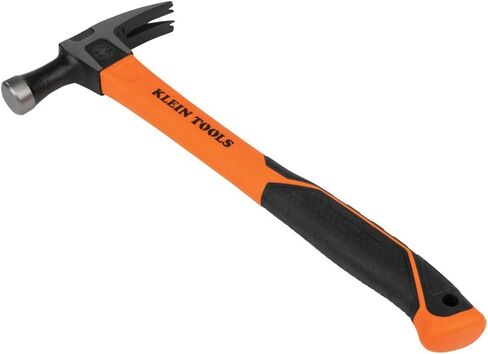 Klein Tools H80718 Straight-Claw Hammer with Smooth Head, 18-Ounce, Fiberglass Non-Slip Shock Absorbing Grip Handle with Tether Hole, 15-Inch in Saudi Arabia