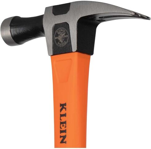 Klein Tools H80718 Straight-Claw Hammer with Smooth Head, 18-Ounce, Fiberglass Non-Slip Shock Absorbing Grip Handle with Tether Hole, 15-Inch in Saudi Arabia