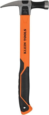 Klein Tools H80718 Straight-Claw Hammer with Smooth Head, 18-Ounce, Fiberglass Non-Slip Shock Absorbing Grip Handle with Tether Hole, 15-Inch in Saudi Arabia