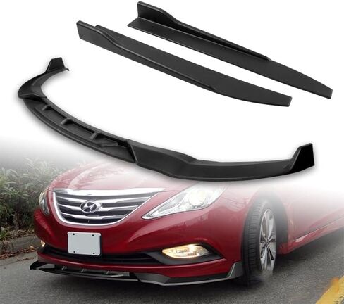 5pcs Combo Front Bumper Body Kit Lip + Side Skirt Extensions Diffuser Compatible with 2011-2014 Hyundai Sonata 2012 2013 (Painted Black) in Saudi Arabia