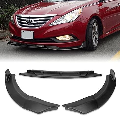 5pcs Combo Front Bumper Body Kit Lip + Side Skirt Extensions Diffuser Compatible with 2011-2014 Hyundai Sonata 2012 2013 (Painted Black) in Saudi Arabia