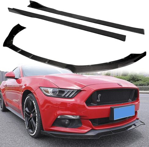 Q1-TECH, 9-Piece Front Bumper Lip & Side Skirt Extensions Diffuser Compatible with 2015 2016 2017 Ford Mustang, Front Bumper Lip Spoiler Air Chin Body Splitter ABS (Matt Black) in Saudi Arabia