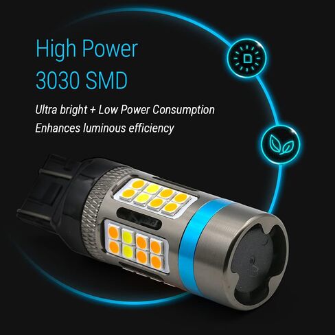 Syneticusa 7443 Error Free Canbus Dual Color Switchback LED Turn Signal Light Bulbs No Hyper Flash All in One Built In Resistors (Turn Signal-Amber) in Saudi Arabia