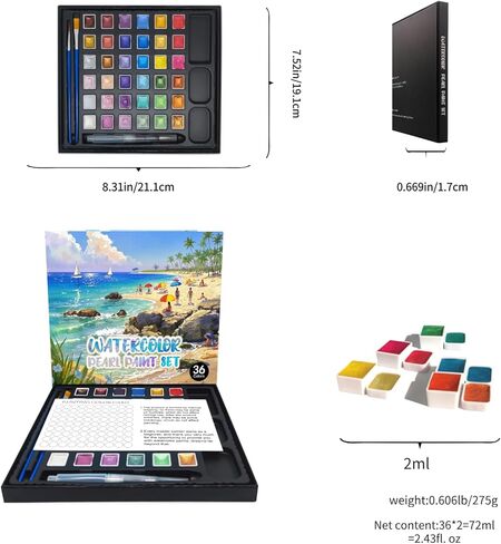 Shifting Metallic Pearlescent Watercolor Paint Set - 84 Colors Premium Gradient Glitter Watercolor Kit with Color-Shimmering Effect, with Two Paintbrushes in Saudi Arabia