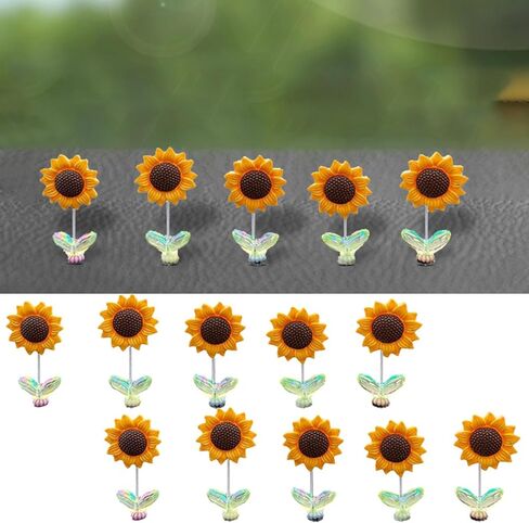 10PCS Sunflower Car Dashboard Decoration, Cute Shaking Sunflowers Car Ornaments for Women, Sunflower Car Interior Decoration in Saudi Arabia