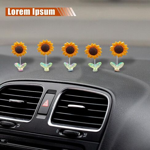 10PCS Sunflower Car Dashboard Decoration, Cute Shaking Sunflowers Car Ornaments for Women, Sunflower Car Interior Decoration in Saudi Arabia