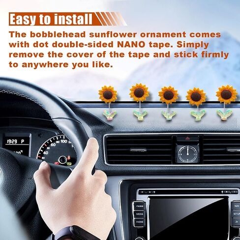 10PCS Sunflower Car Dashboard Decoration, Cute Shaking Sunflowers Car Ornaments for Women, Sunflower Car Interior Decoration in Saudi Arabia
