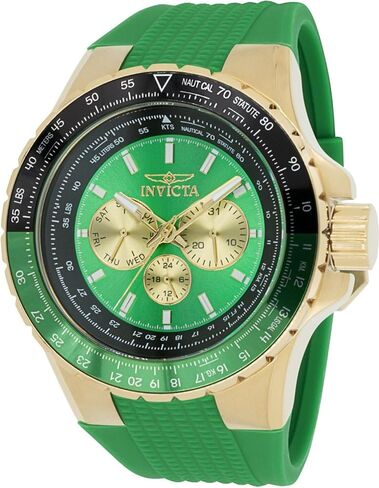invicta Aviator Men 50mm Stainsal Steel Gold+Green Dial VH63 Quartz in Saudi Arabia