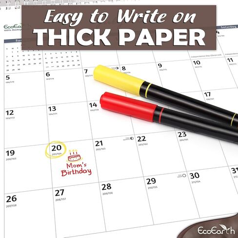 EcoEarth - Biodegradable 11x22 Inch (Open) 12-Month Vertical Hanging Wall Calendar - 2025 Monthly Calendar - Cute Puppies in Kuwait