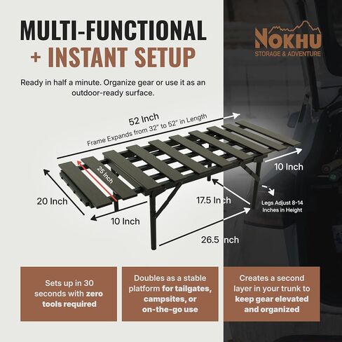 Mini Rack- Trunk Shelf Organizer, Universal Fit Car Storage Accessory for SUV, Hatchback & Minivan Owners, Compact Trunk Organizer Storage Rack, Camping Table & Kids' Sleeping Pad in Saudi Arabia