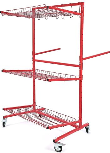 KUAFU Mobile Car Storage Rack Auto Body Parts Management Storage Cart Standing Shelf Red in Saudi Arabia