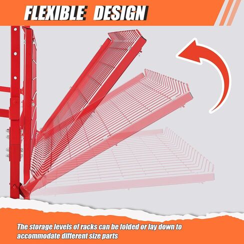 KUAFU Mobile Car Storage Rack Auto Body Parts Management Storage Cart Standing Shelf Red in Saudi Arabia