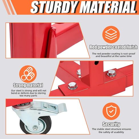 KUAFU Mobile Car Storage Rack Auto Body Parts Management Storage Cart Standing Shelf Red in Saudi Arabia