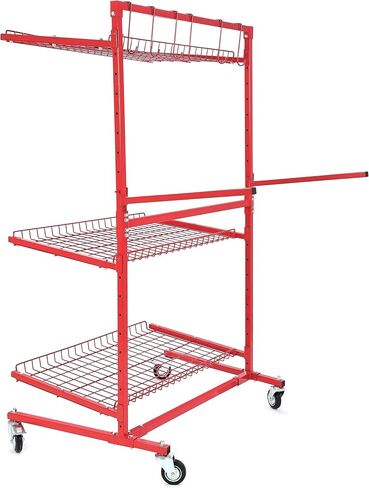 KUAFU Mobile Car Storage Rack Auto Body Parts Management Storage Cart Standing Shelf Red in Saudi Arabia