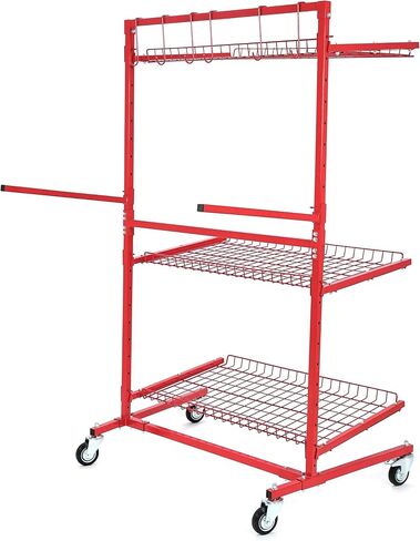 KUAFU Mobile Car Storage Rack Auto Body Parts Management Storage Cart Standing Shelf Red in Saudi Arabia
