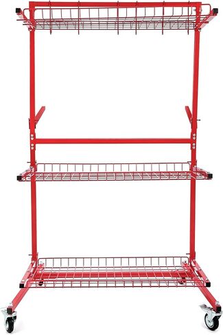 KUAFU Mobile Car Storage Rack Auto Body Parts Management Storage Cart Standing Shelf Red in Saudi Arabia