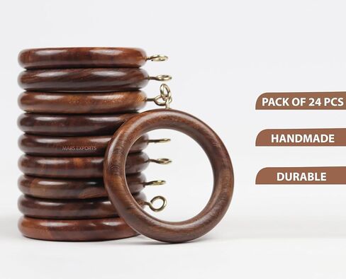 Premium Wooden Curtain Rings for Door and Window Decor (24 Pieces) Wood Drapery Rod Rings | Inner Dia 1.75 Inch and Outer Dia 2.5 Inch | Black, TR-CR-03 in Saudi Arabia
