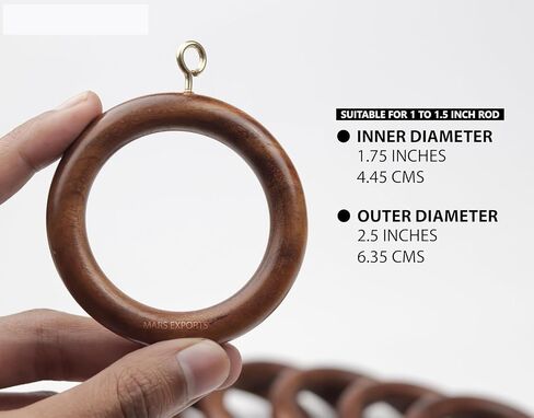 Premium Wooden Curtain Rings for Door and Window Decor (24 Pieces) Wood Drapery Rod Rings | Inner Dia 1.75 Inch and Outer Dia 2.5 Inch | Black, TR-CR-03 in Saudi Arabia