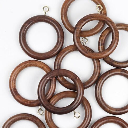 Premium Wooden Curtain Rings for Door and Window Decor (24 Pieces) Wood Drapery Rod Rings | Inner Dia 1.75 Inch and Outer Dia 2.5 Inch | Black, TR-CR-03 in Saudi Arabia