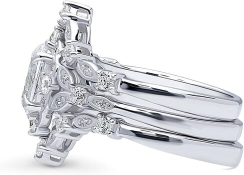 Berricle Sterlling Silver Halo Compling Rings for Women ، Oval Cut Zirconia CZ ، 1-3 Piece مجموعات ، وردي/أزرق/واضح in Saudi Arabia