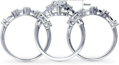 Berricle Sterlling Silver Halo Compling Rings for Women ، Oval Cut Zirconia CZ ، 1-3 Piece مجموعات ، وردي/أزرق/واضح in Saudi Arabia