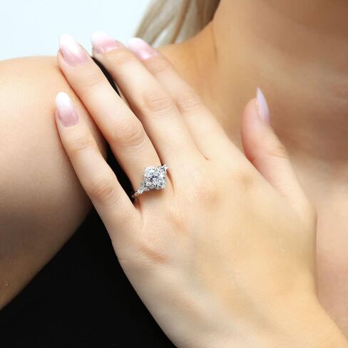 Berricle Sterlling Silver Halo Compling Rings for Women ، Oval Cut Zirconia CZ ، 1-3 Piece مجموعات ، وردي/أزرق/واضح in Saudi Arabia
