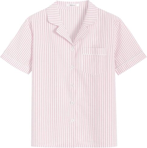 Latuza Women's Seersucker Capri Pajama Set Cotton Button Up Top Capris PJ Set in Saudi Arabia