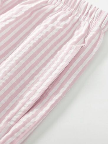 Latuza Women's Seersucker Capri Pajama Set Cotton Button Up Top Capris PJ Set in Saudi Arabia