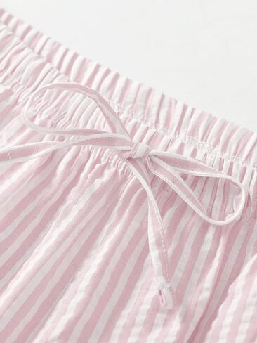 Latuza Women's Seersucker Capri Pajama Set Cotton Button Up Top Capris PJ Set in Saudi Arabia
