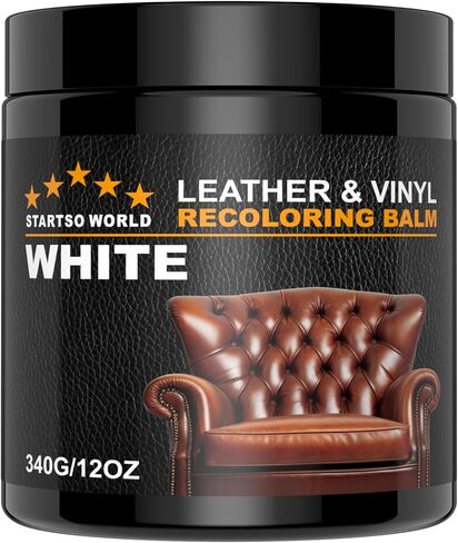 STARTSO WORLD Leather Recoloring Balm 12oz, Repair Kit for Furniture, Dye, Color Restorer for Couches - Repair, Restore & Renew Old, Faded Leather - Medium Brown in Saudi Arabia