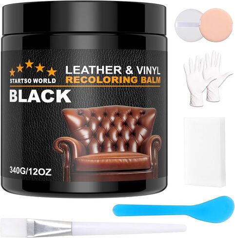 STARTSO WORLD Leather Recoloring Balm 12oz, Repair Kit for Furniture, Dye, Color Restorer for Couches - Repair, Restore & Renew Old, Faded Leather - Medium Brown in Saudi Arabia