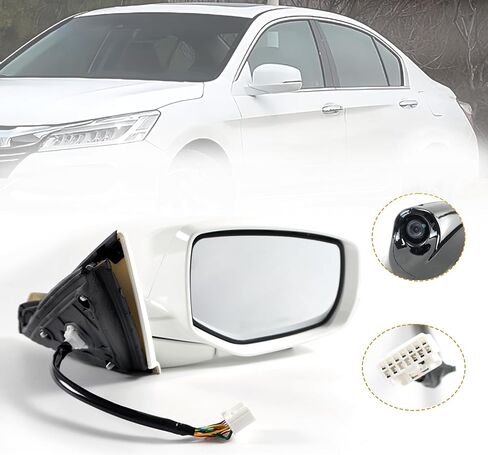 Passenger Power Side View Mirror Heated Camera Compatible with Honda Accord Sedan 2013-2015 76200T2GA42ZC in Kuwait