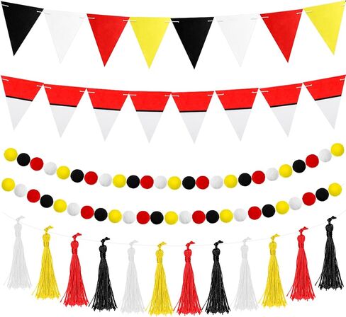5 Pcs Cartoon Story Party Decorations 9.8 ft Happy Birthday Banner Story Felt Fabric Garland Tassel Triangle Flags Banners Pom Pom Balls Garland for Holiday Outdoor Indoor Tree in Kuwait