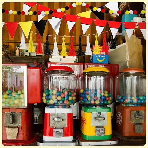 5 Pcs Cartoon Story Party Decorations 9.8 ft Happy Birthday Banner Story Felt Fabric Garland Tassel Triangle Flags Banners Pom Pom Balls Garland for Holiday Outdoor Indoor Tree in Kuwait
