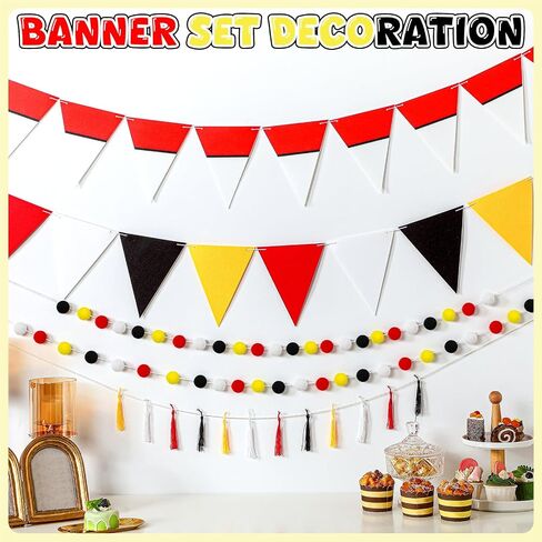 5 Pcs Cartoon Story Party Decorations 9.8 ft Happy Birthday Banner Story Felt Fabric Garland Tassel Triangle Flags Banners Pom Pom Balls Garland for Holiday Outdoor Indoor Tree in Kuwait